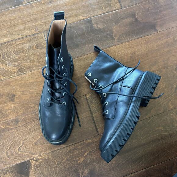 Madewell Black Lace Up Boots - Picture 1 of 10